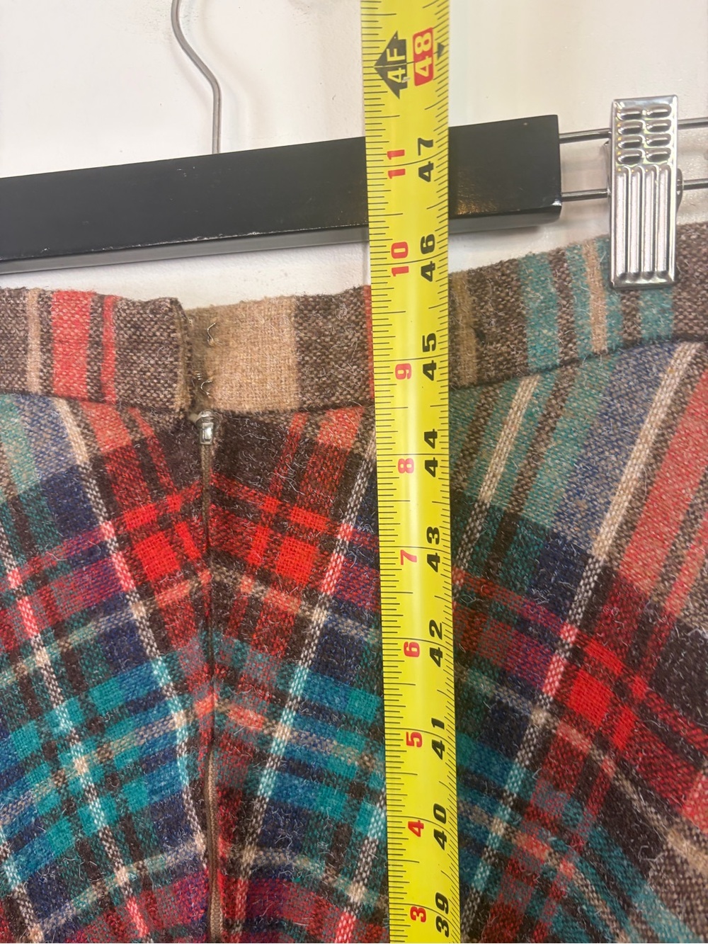 Vintage Wool Plaid Maxi Skirt Size XS Tartan High Rise Cottagecore Academia 70s - Picture 10 of 10
